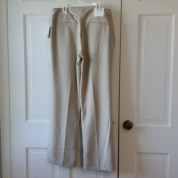 NWT CALVIN KLEIN CLASSIC FIT TAN PANTS SIZE 6 WIDE LEG BOOTCUT MINIMALIST - Picture 4 of 8